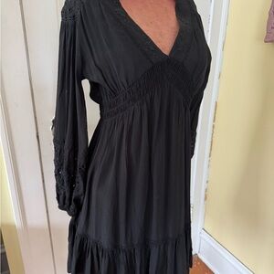 Lucky Brand Black Long Sleeve Dress with slip. Size Small